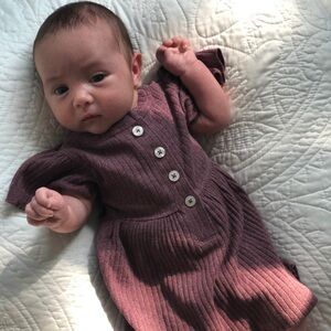 Kate Quinn Ribbed Baby Dress in Plum